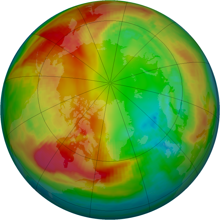 Arctic ozone map for 09 February 1986